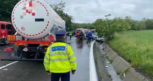 Accident rutier între o autocisternă și un autoturism pe DN 7 – Morărești
