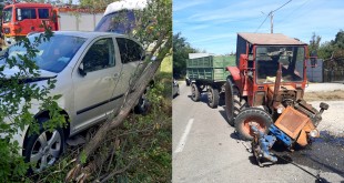 Accident la Pârvu Roșu, între un tractor și un autoturism