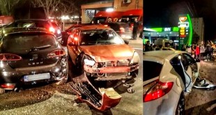 Accident rutier între trei autoturisme