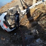 Autoturism răsturmat în orașul Ștefănești (1)