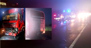 Impact între un autocar, o mașină și un camion pe DN 65,Albota