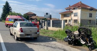 Motocicletă implicată într-un accident în localitatea Albeștii de Argeș
