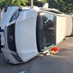 Autoturism răsturnat pe strada Livezilor (1)