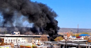 Incendiu violent la o hală din nordul Piteștiului (1)