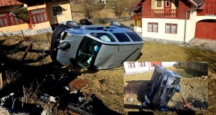 Mașină răsturnată în comuna Dâmbovicioara