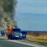 incendiu auto A1,Km 80 (1)