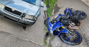Accident motocicleta și un autoturism