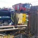 Micești O șoferiță a intrat cu mașina într-un stâlp și o conductă de gaze (2)