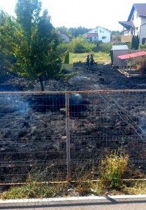 Incendiu de vegetație uscată pe strada Calea Drăgășani