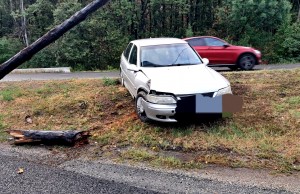 Autoturism intrat într-un stâlp de telefonie -Albota