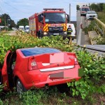 Autoturism intrat într-un șanț în comuna Băiculești