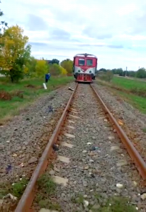 Autoturism lovit de tren în localitatea Merișani (3)