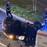 Autoturism răsturnat Calea Drăgășani (2)