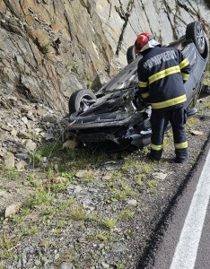 Autoturism răsturnat lângă Bâlea Lac
