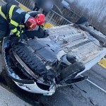 Autoturism răsturnat Lunca Corbului (1)