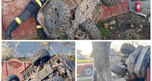 ATV a intrat într-un gard în orașul Costești (2)