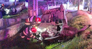 Autoturism răsturnat Dobrești,satul Furești (1)