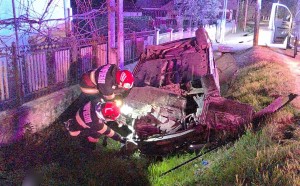 Autoturism răsturnat Dobrești,satul Furești (2)